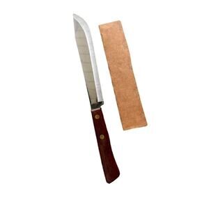 Vintage Robinson Butcher Knife, 7" Blade, Stainless Steel, Wood Handle, USA